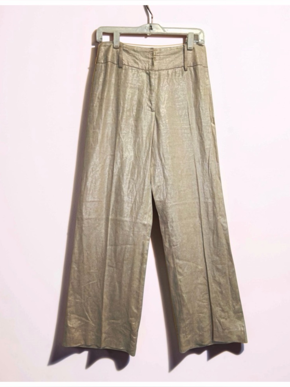 Elliott Lauren Metallic Linen Wide-Leg
Pants | Gold Champagne | Size 4 | USA